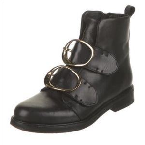 Maje Leather Ankle Combat Boots (EU 38, US 7)